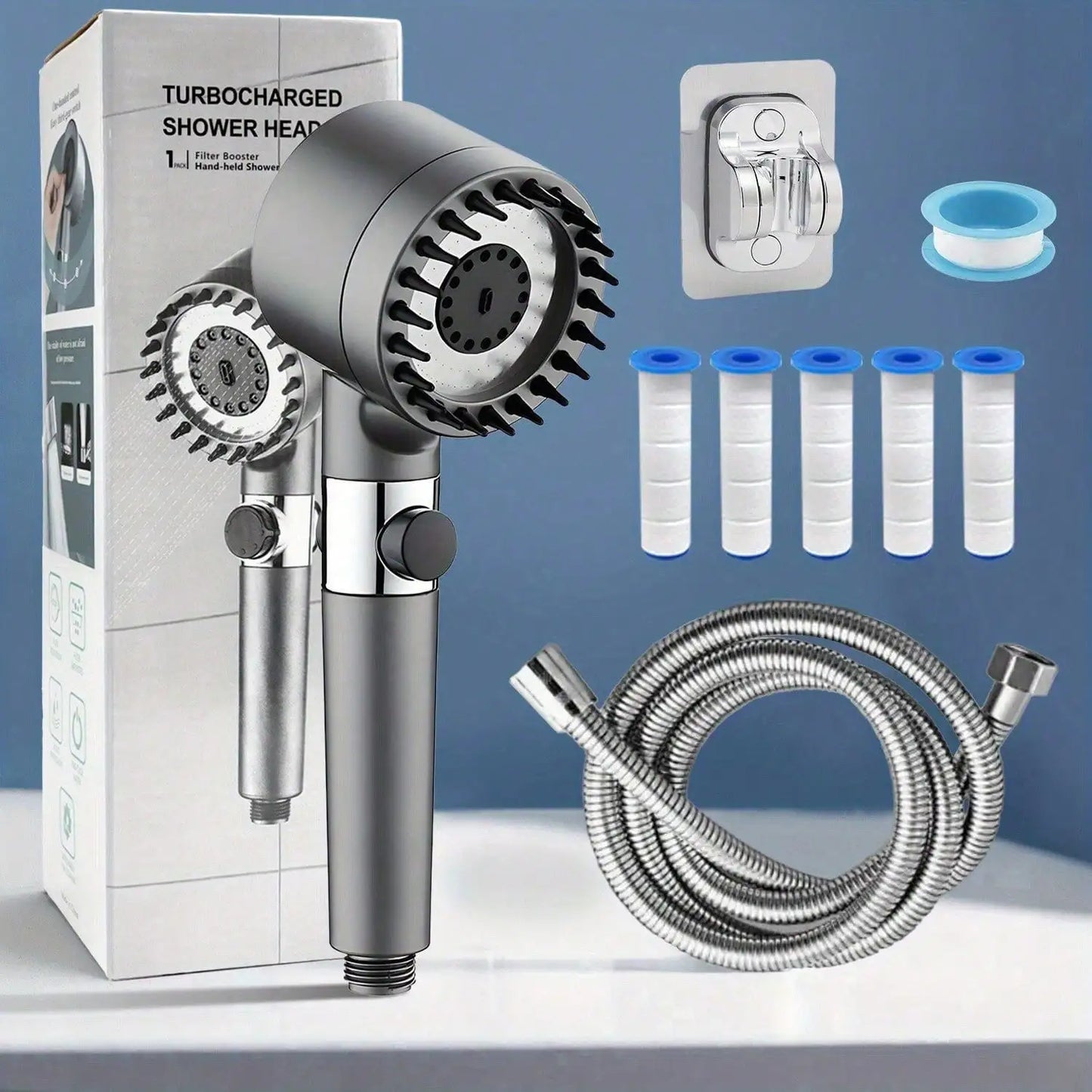 Filtered Shower Head Handheld High Pressure 4 Spray Modes