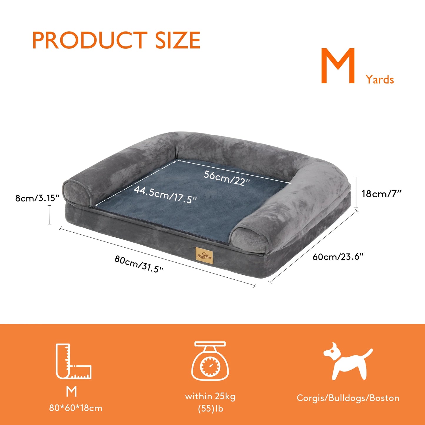 BINGOPAW Orthopedic Dog Bed With Removable Washable Foam Cushion