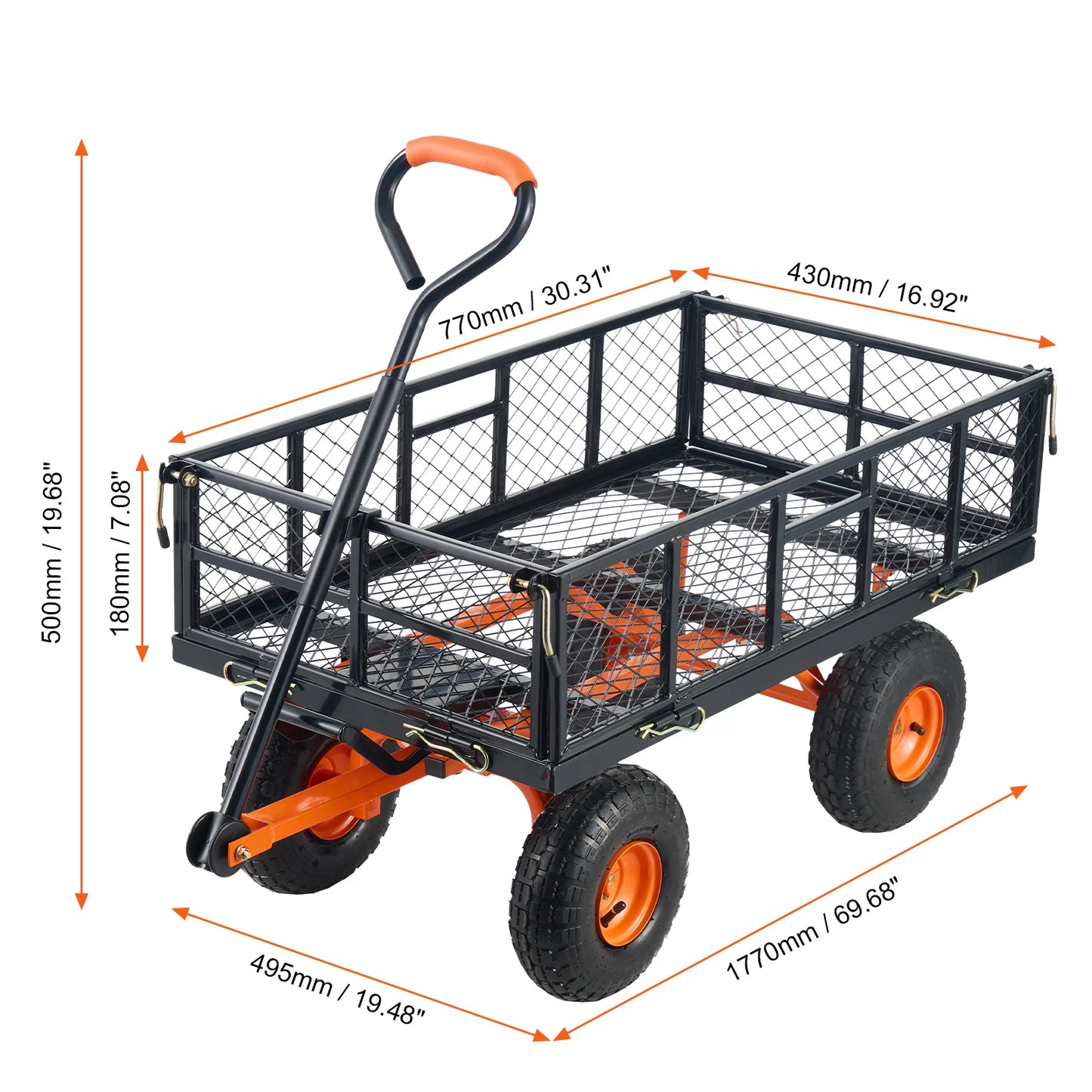 SucceBuy Garden Cart Sturdy Metal Utility Wagon 400 Lbs Capacity