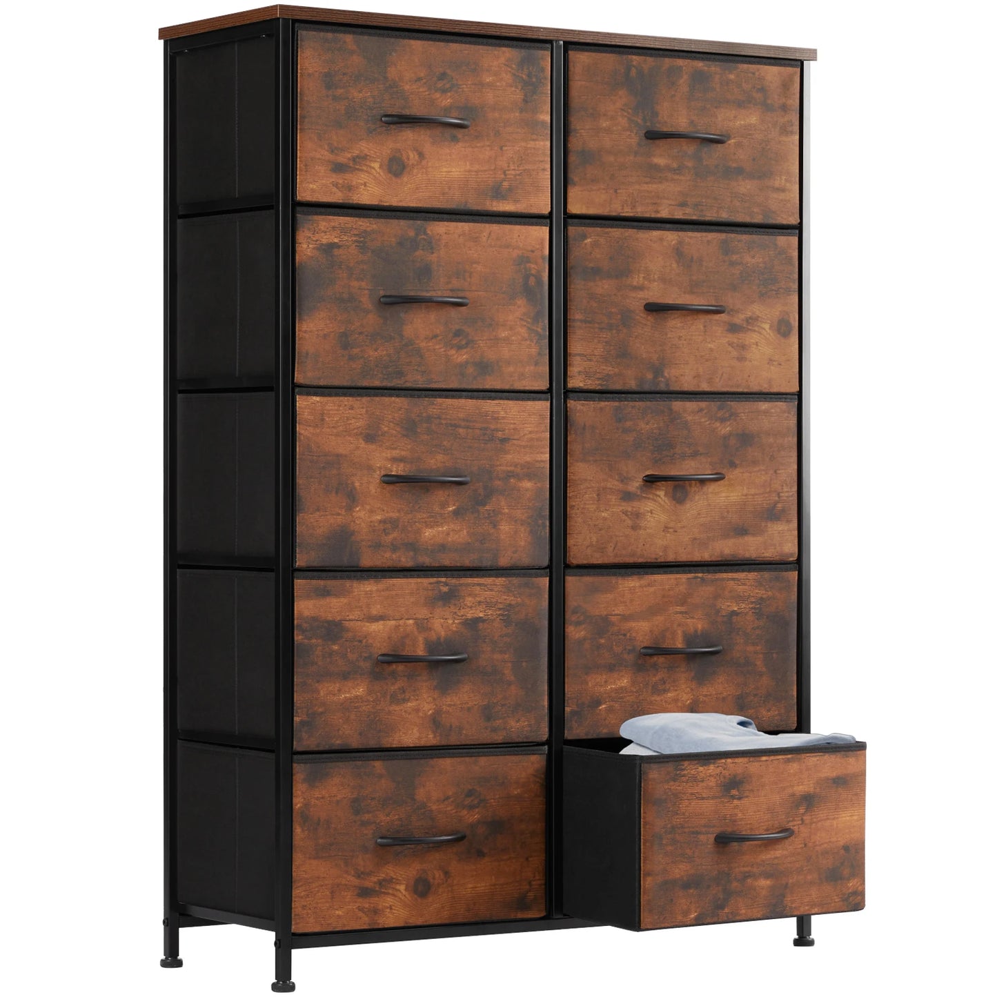 JHK Bedside Table Wardrobe With Steel Frame And Fabric Drawers