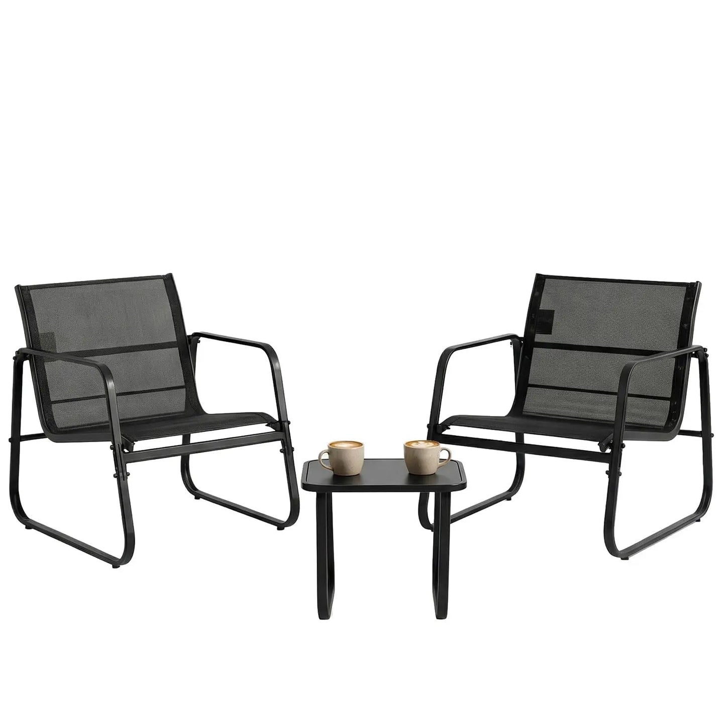 JHK 3-Piece Outdoor Patio Set With Table And Mesh Back