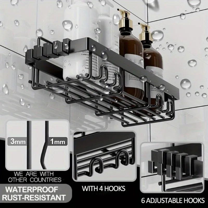 6 Pack Self Adhesive Shower Caddy Organizer Rack For Bathroom