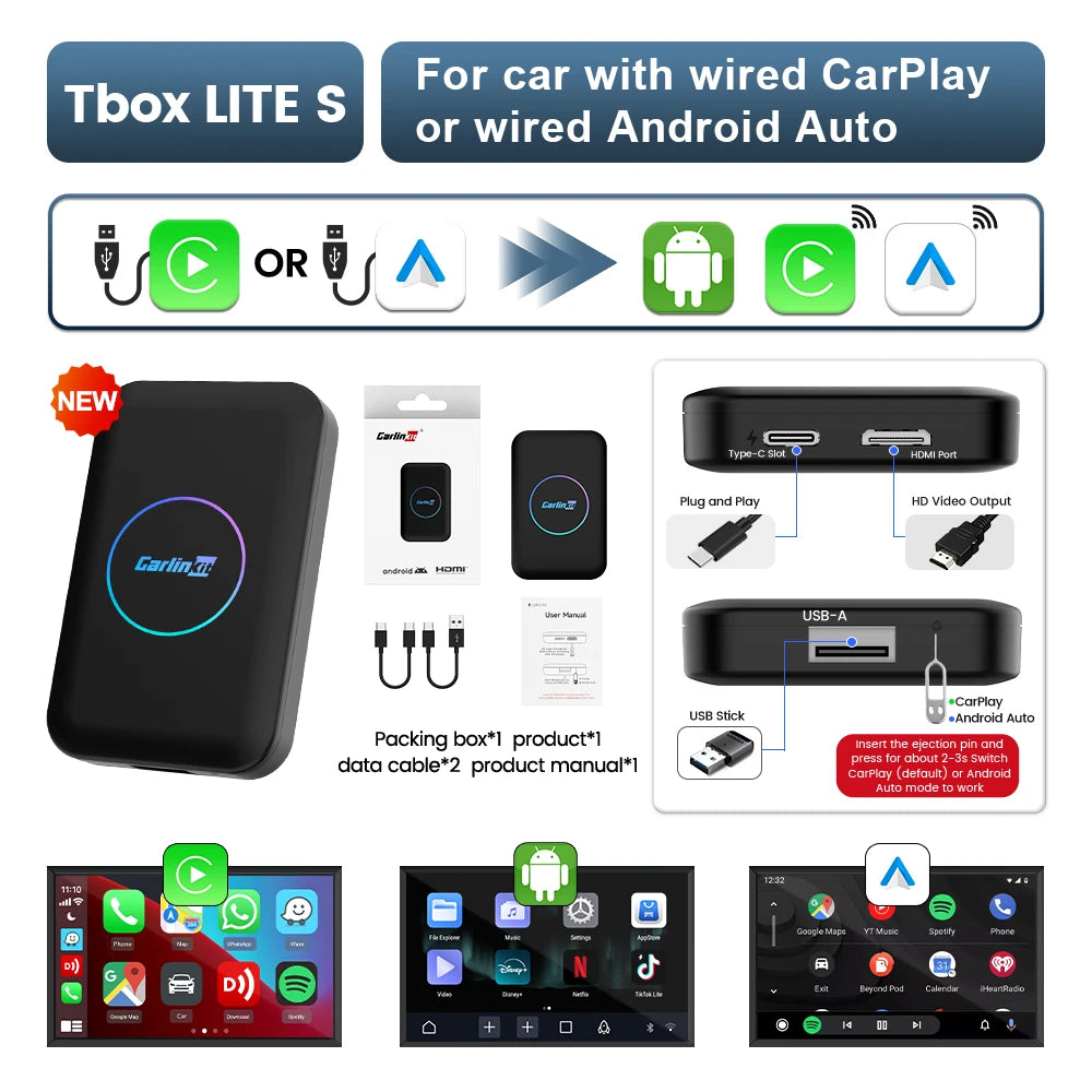 Carlinkit 5 In 1 Android TV Box CarPlay Auto Netflix