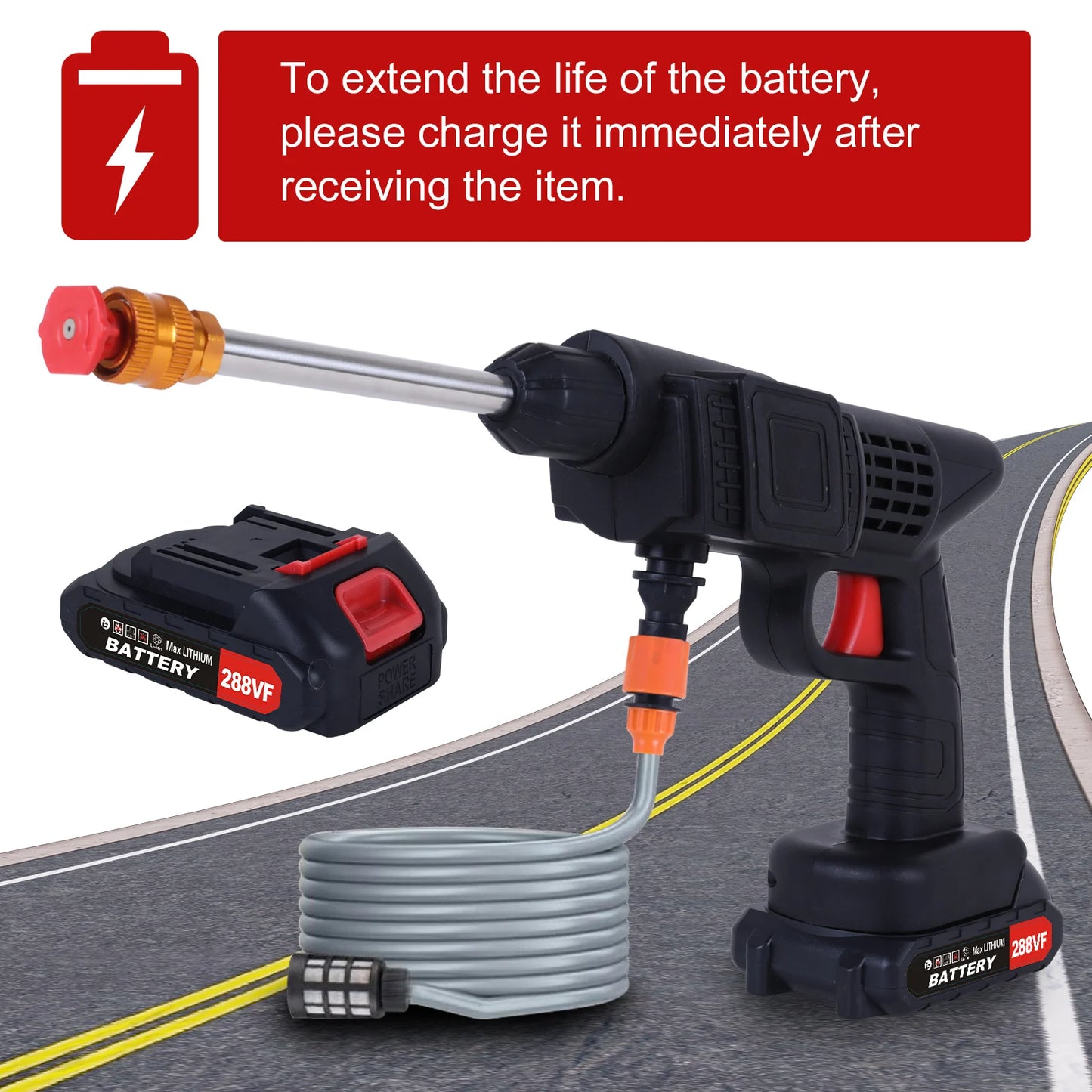 Portable Cordless Car High Pressure Washer Gun With 1200mAh Batteries