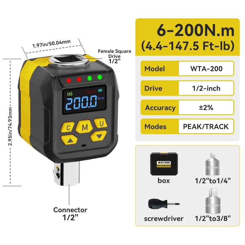 WAXTRON Digital Torque Wrench Adapter 6-400Nm 2 Percent Accuracy