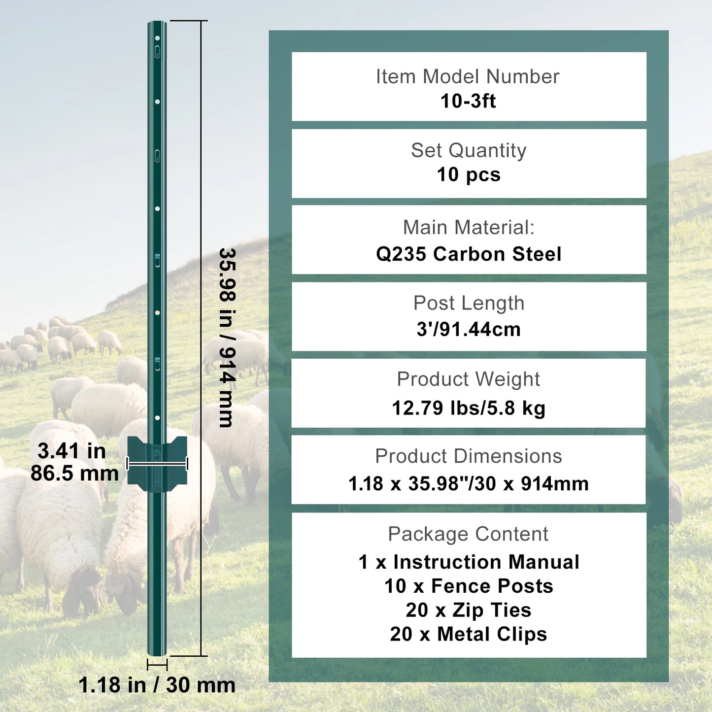 SucceBuy Heavy Duty Fence Post T Post for Outdoor Fencing