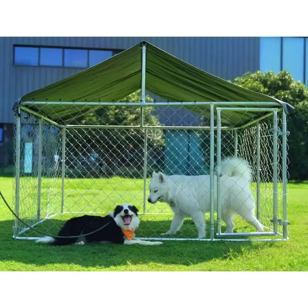 Sturdy Outdoor Dog Kennel With Secure Lock And Galvanized Construction