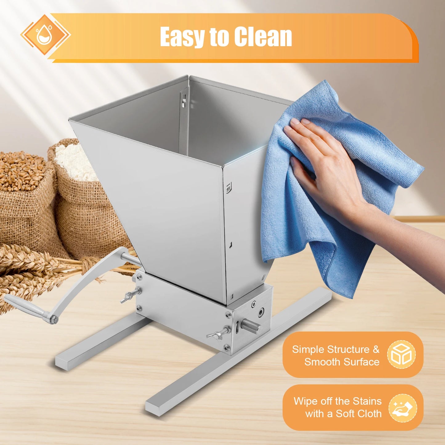 Stainless Steel Grain Mill Grinder With Manual And Electric Drill