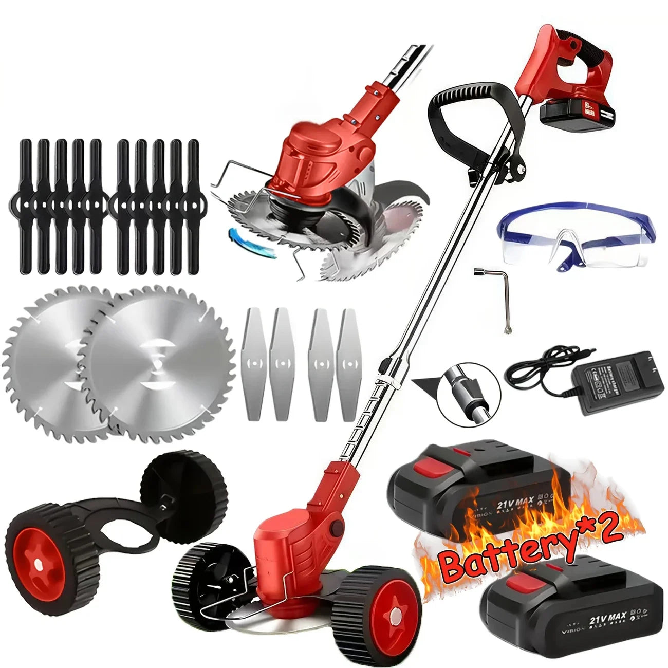 Cordless Lawn Trimmer Edger And Brush Cutter For Garden Yard