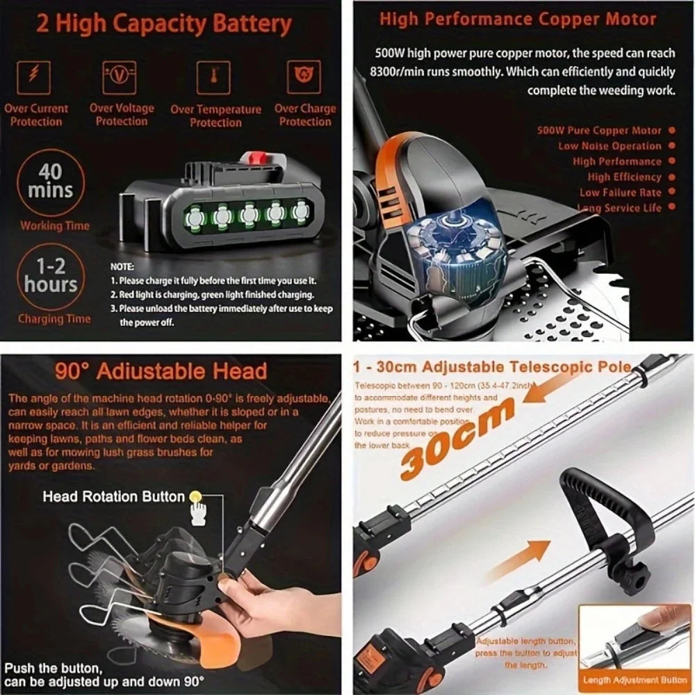 Cordless Lawn Trimmer Edger And Brush Cutter For Garden Yard