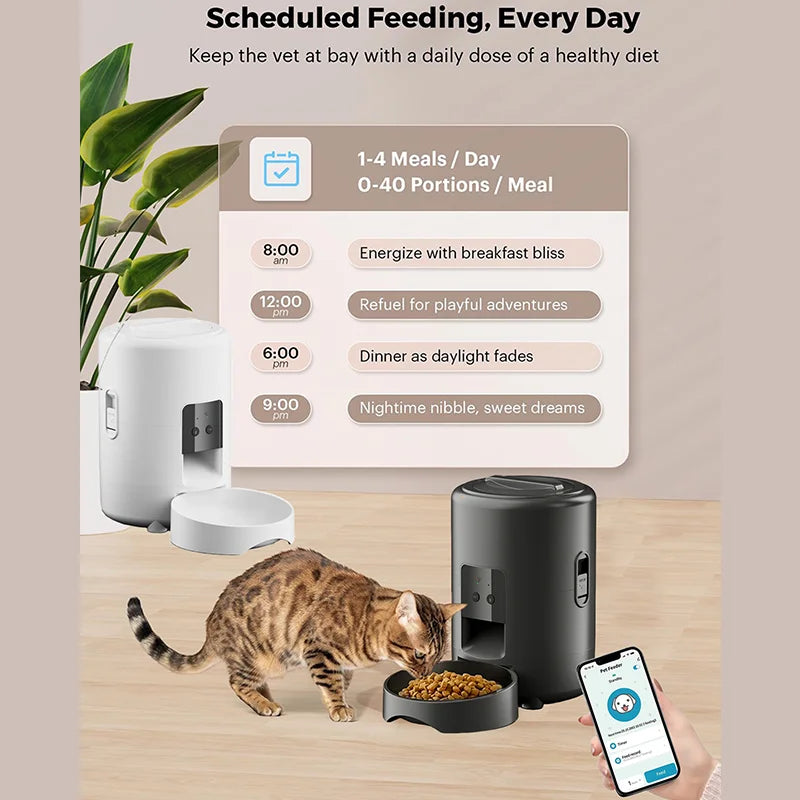 Smart Automatic Pet Feeder With WiFi App For Cats Dogs