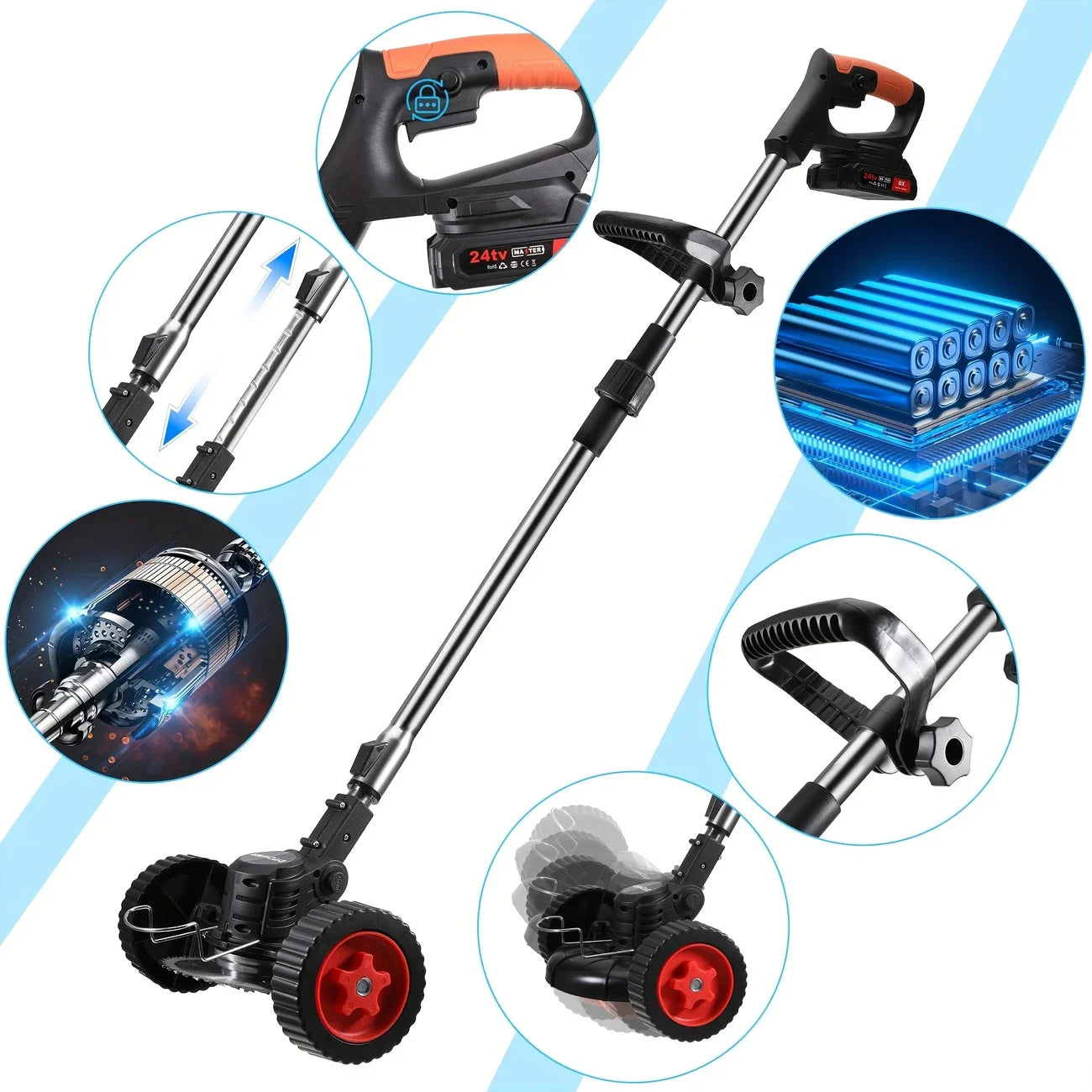 Cordless Lawn Trimmer Edger And Brush Cutter For Garden Yard