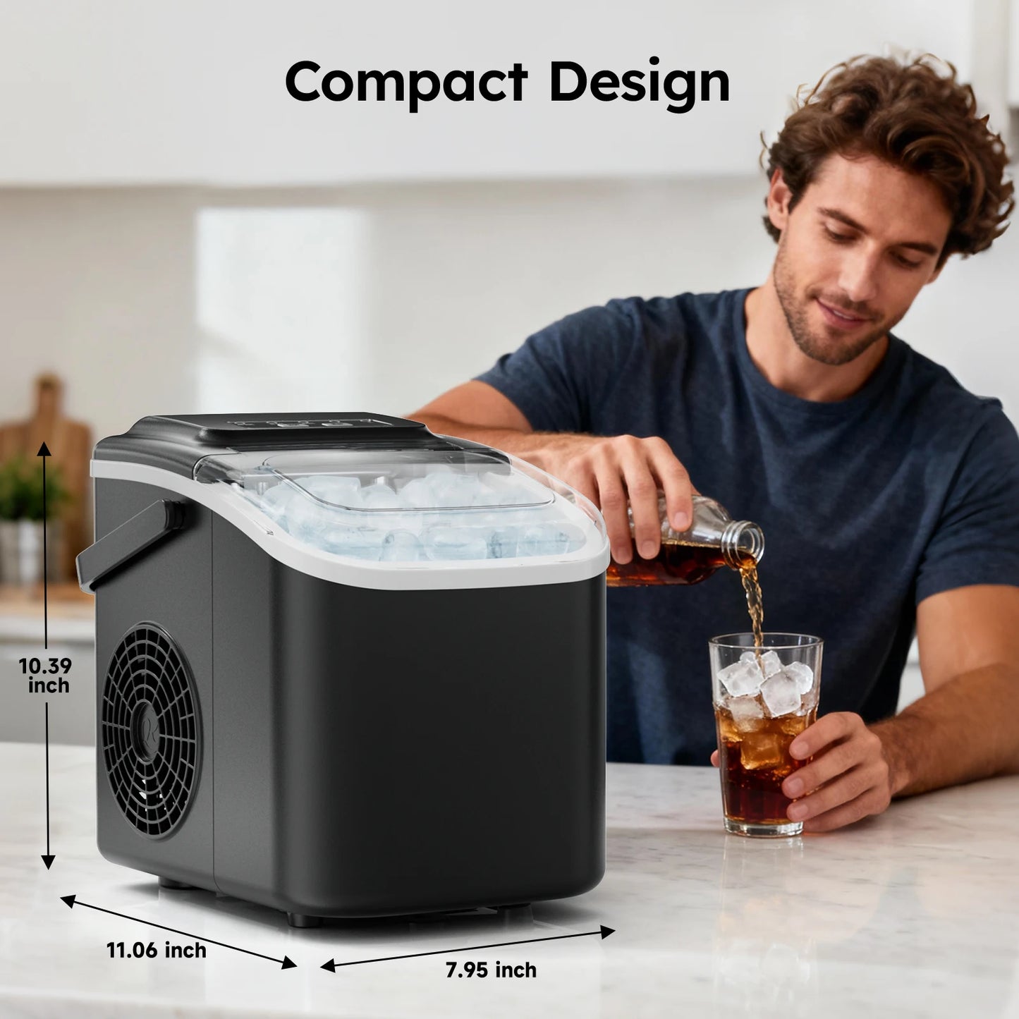 SHICUO Countertop Ice Maker 26 Lbs Daily Auto Clean Portable