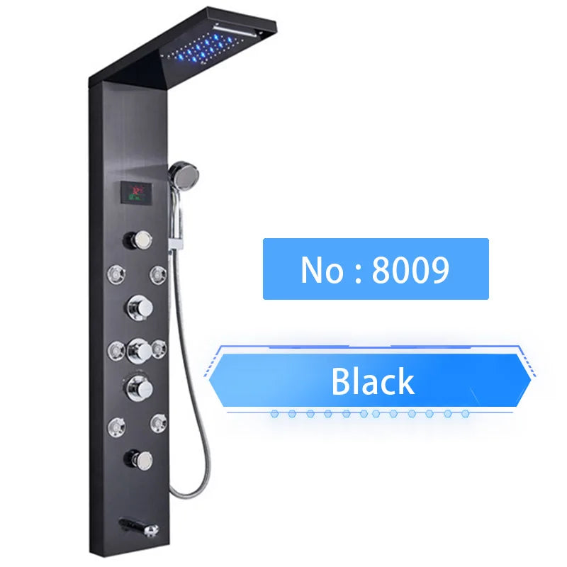 Shinesia Luxury LED Shower Panel With Massage Jets Rain