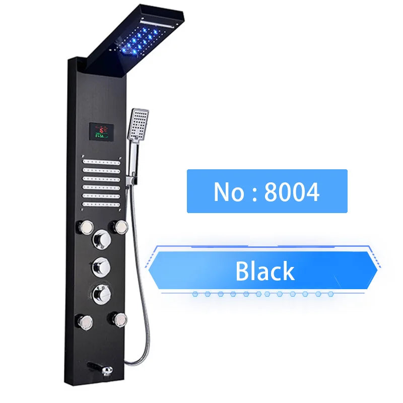 Shinesia Luxury LED Shower Panel With Massage Jets Rain