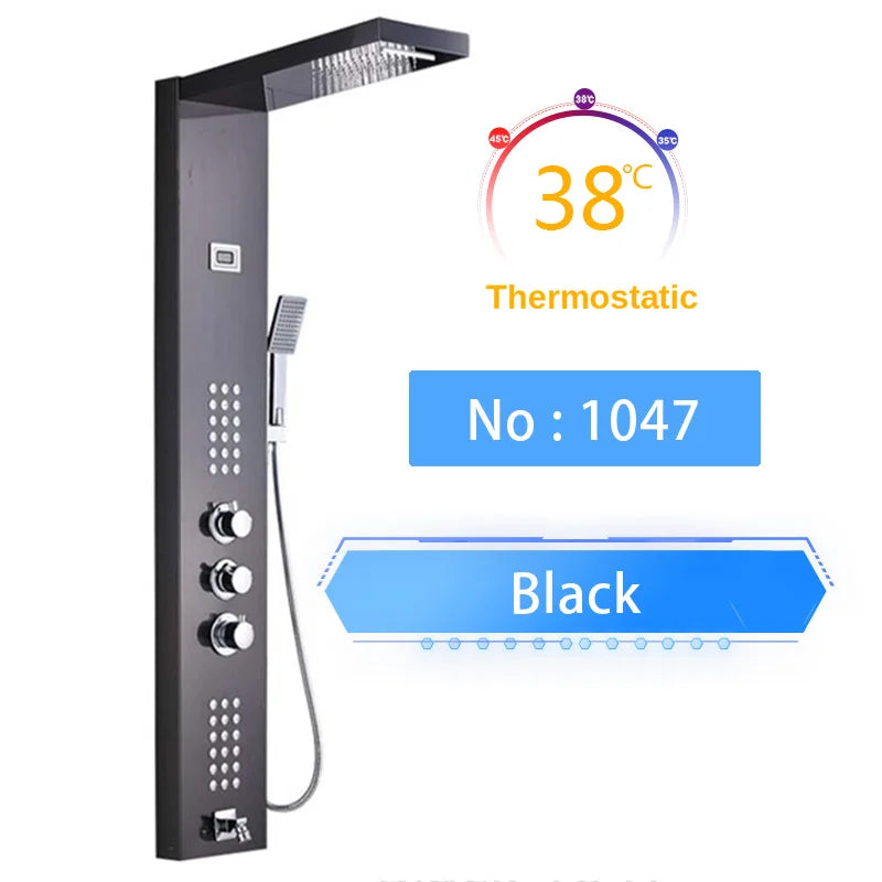 Shinesia Luxury LED Shower Panel With Massage Jets Rain