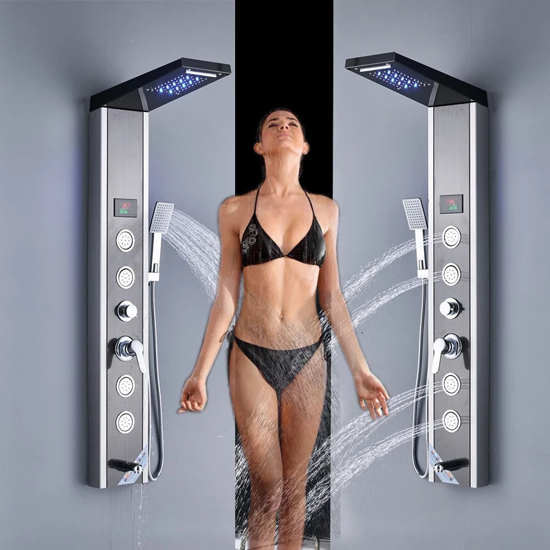 Shinesia Luxury LED Shower Panel With Massage Jets Rain