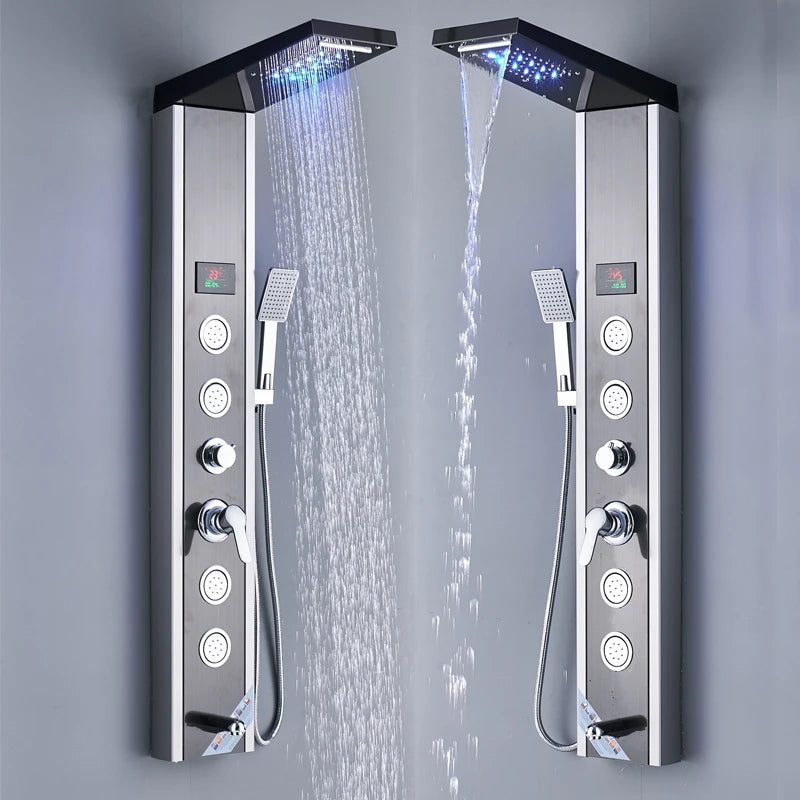Shinesia Luxury LED Shower Panel With Massage Jets Rain