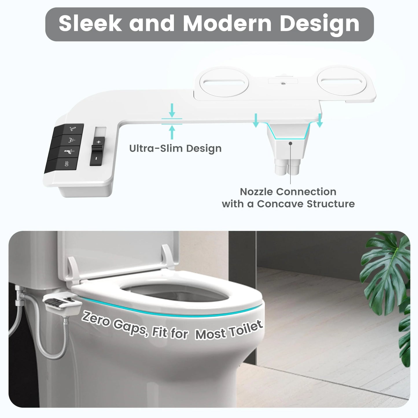 Bidet Attachment For Toilet Non-Electric Dual Nozzle With Pressure