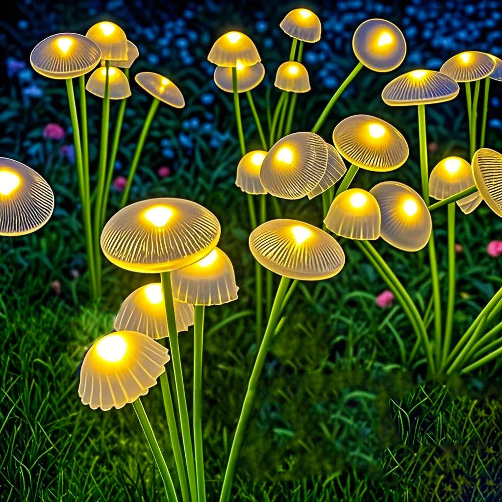 Solar Garden LED Mushroom Lights Dual Mode Waterproof Yard Decor