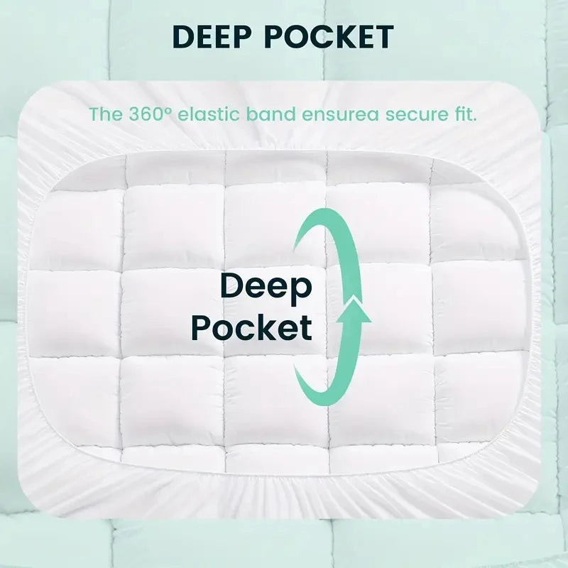 HGETVE Noiseless Thick 1000Gsm Mattress Topper With Cooling Breathable Fabric