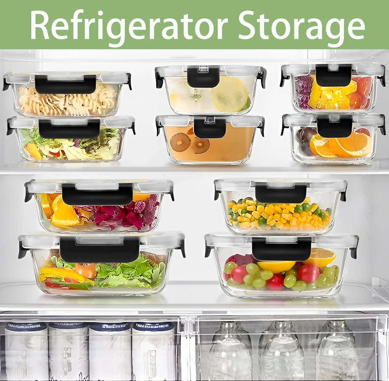 12 Piece Glass Lunch Box Set Microwave Safe Airtight BPA Free