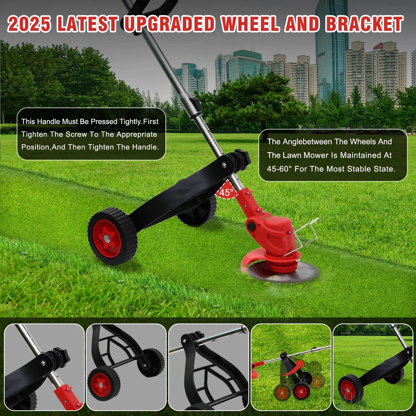 21V Cordless Weed Wacker 3-in-1 Trimmer Edger With Wheels
