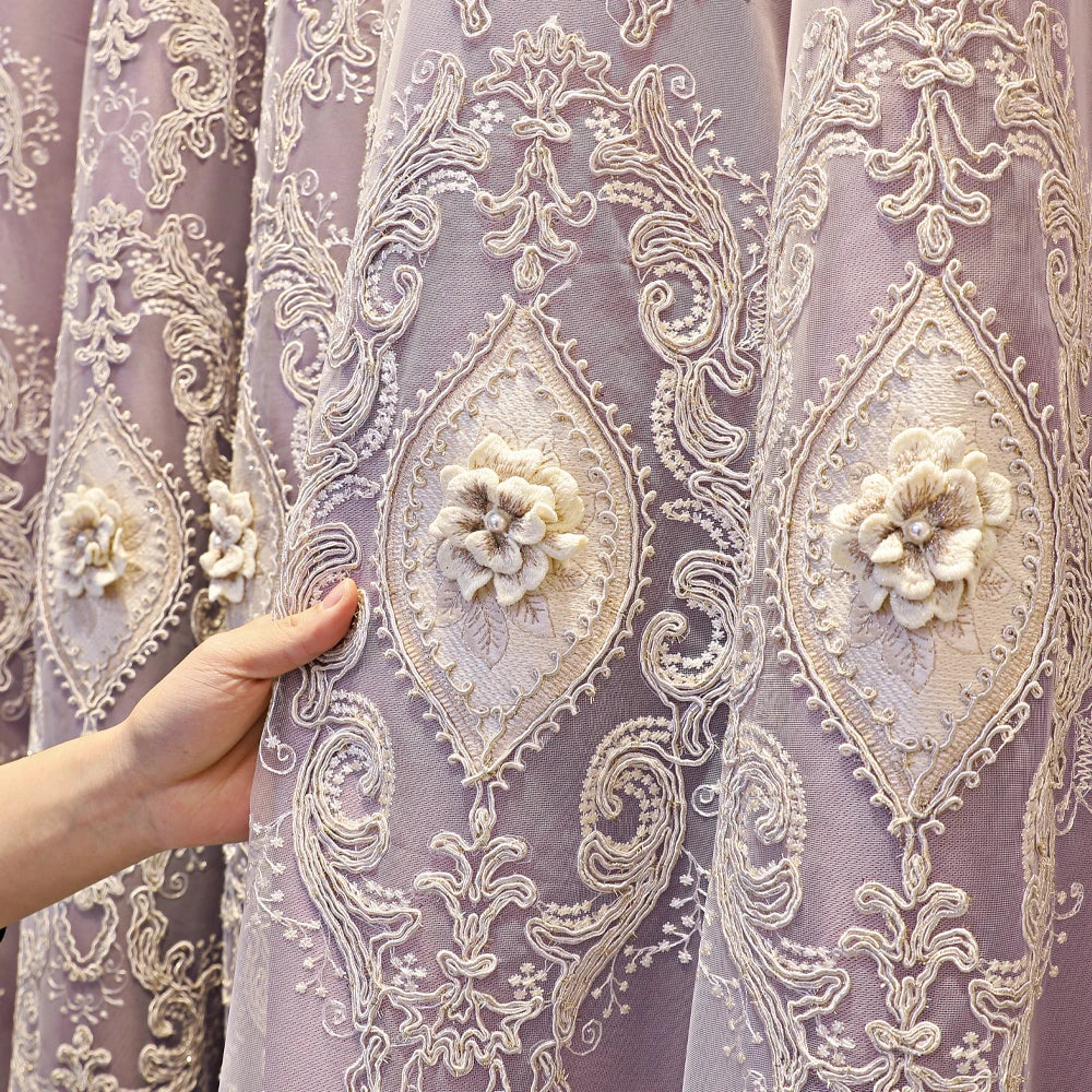 Luxury Vintage Embroidered Curtains With 3D Relief Patterns