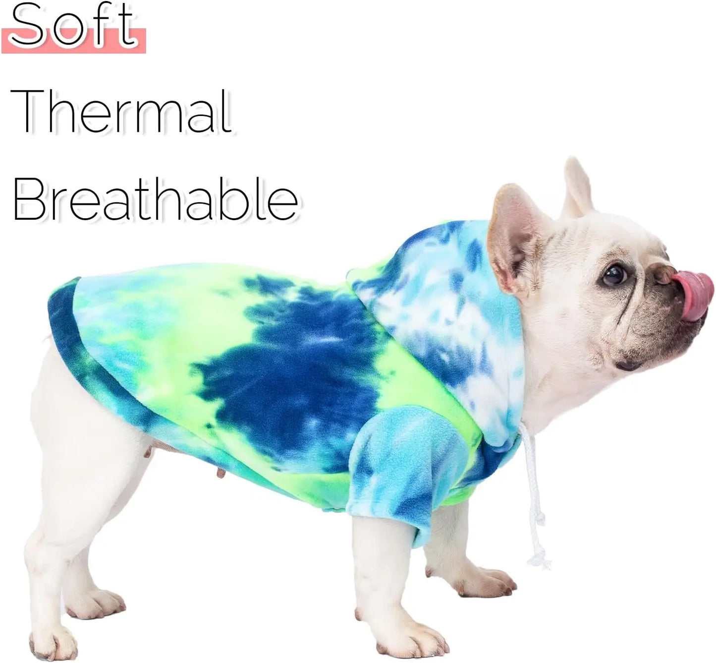 Tie Dye Dog Hoodie Sweatshirt Ultrasoft Warm Breathable Garment