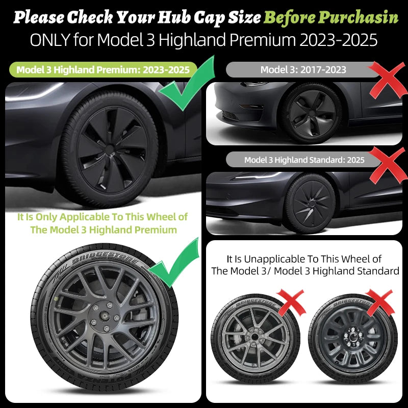 Tesla Wheel Cover Set for Model 3 Highland Hub Caps