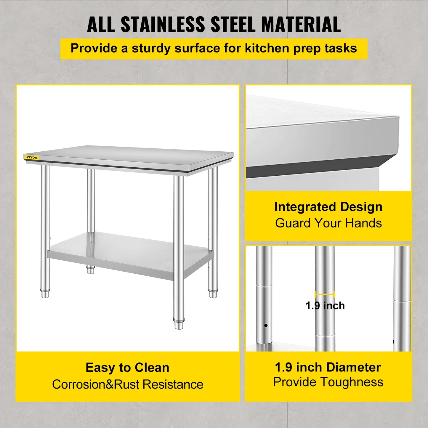 Stainless Steel Kitchen Work Bench With Undershelf For Commercial Catering