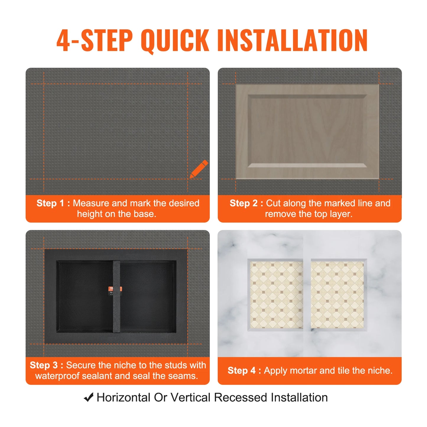 Shower Niche Organizer Dual Tier Recessed Shelf For Shower