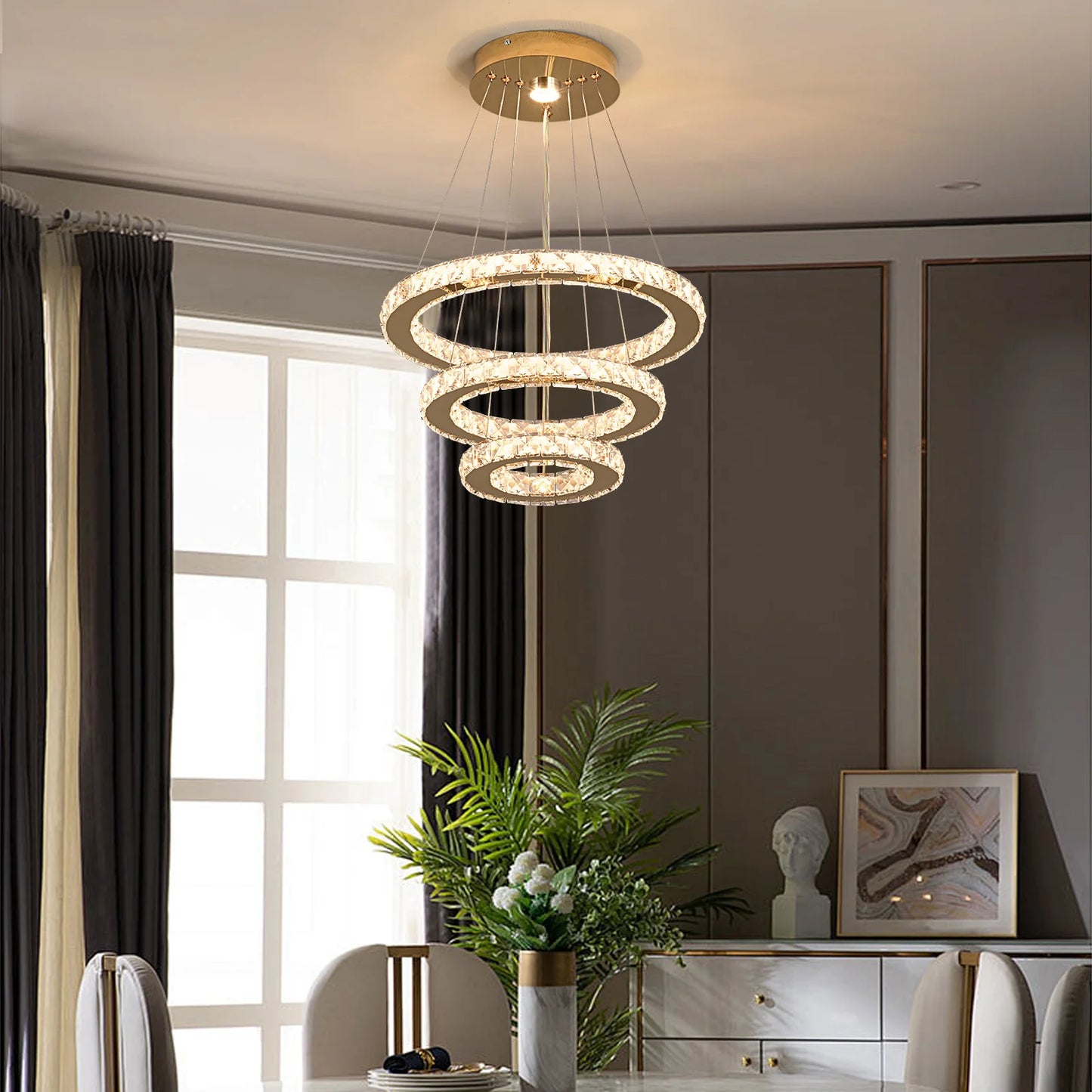 VETRULUS Crystal Chandelier for Living Room Hall Ceiling Pendant Light