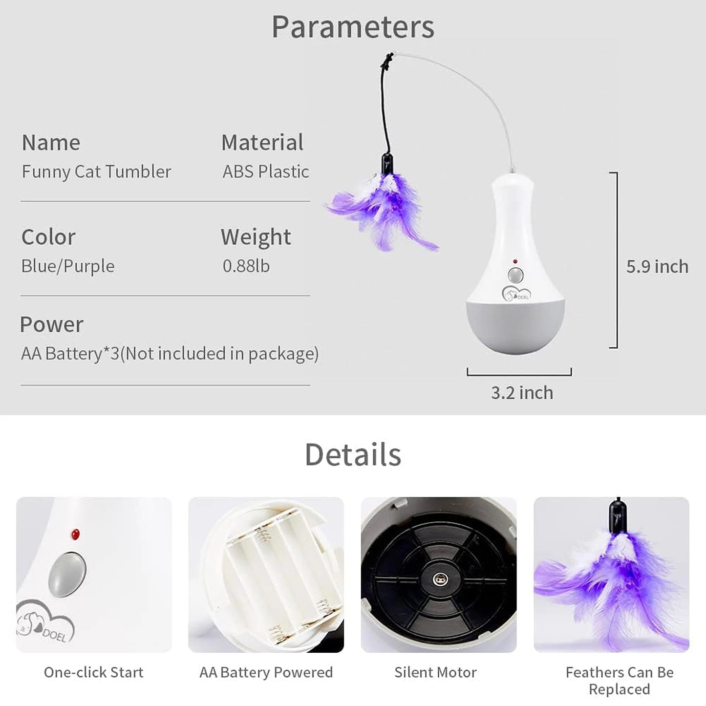 Cat Interactive Feather Toy Teaser For Indoor Play