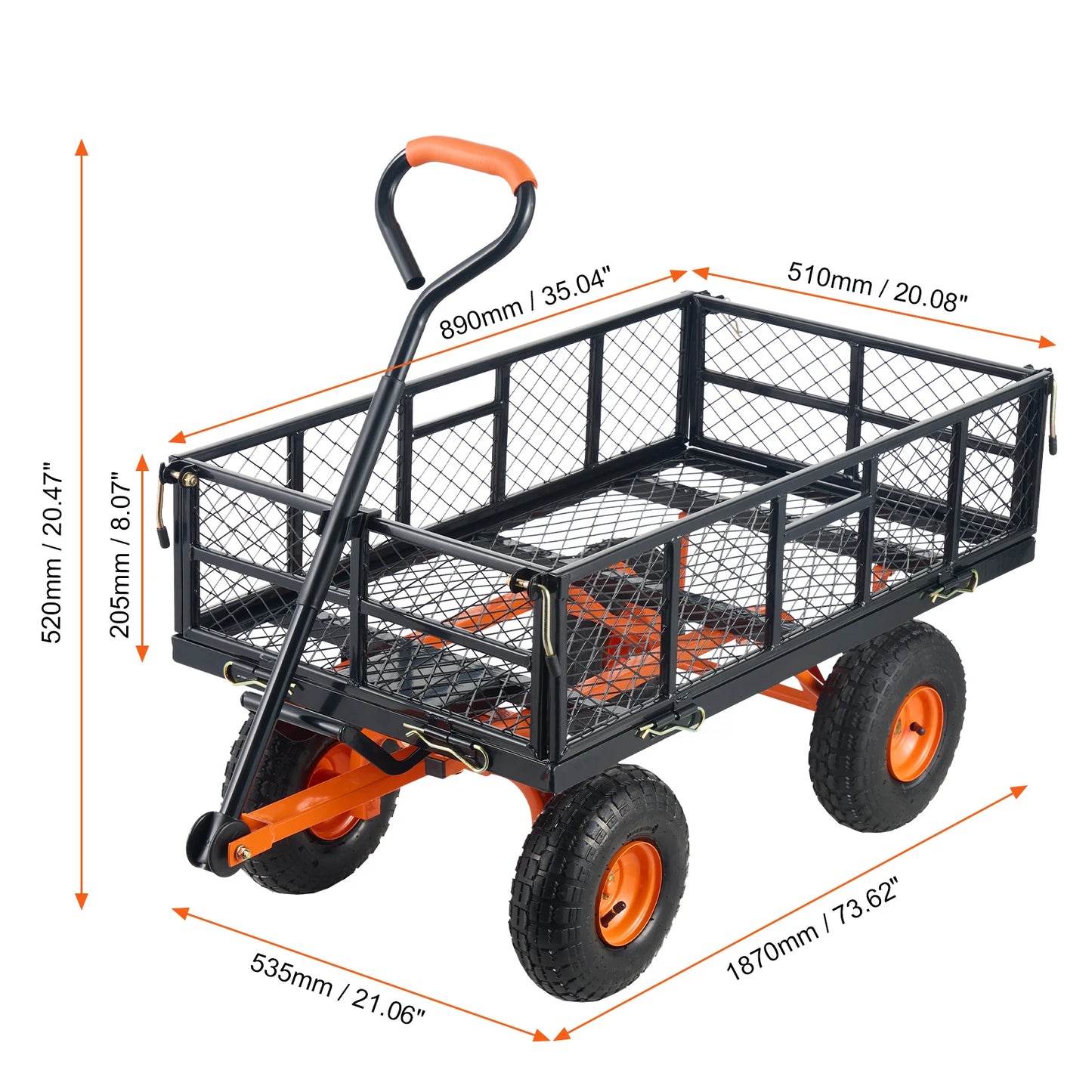 SucceBuy Garden Cart Sturdy Metal Utility Wagon 400 Lbs Capacity