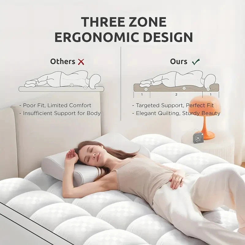 HGETVE Noiseless Thick 1000Gsm Mattress Topper With Cooling Breathable Fabric