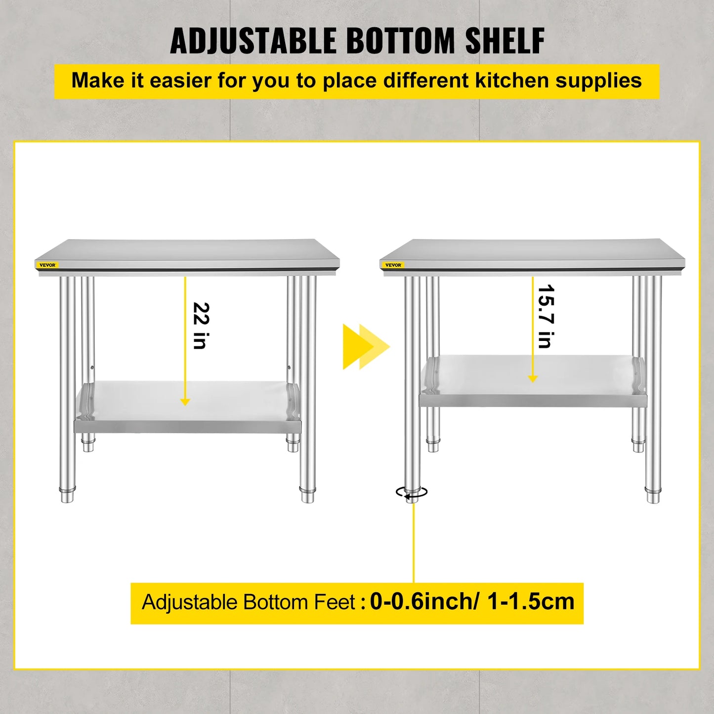 Stainless Steel Kitchen Work Bench With Undershelf For Commercial Catering