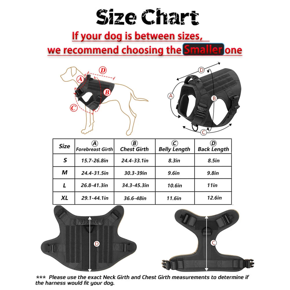 Nylon Tactical Dog Harness With MOLLE Pouches For Training