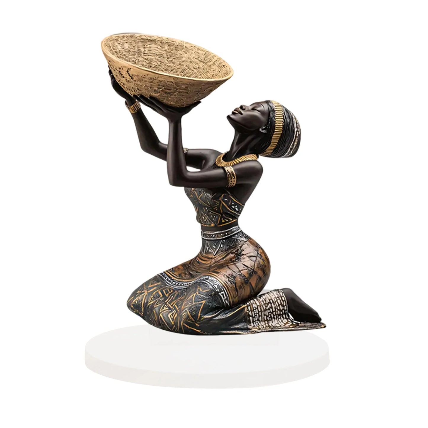 African Tribal Lady Figurine Resin Sculpture For Living Room Decor