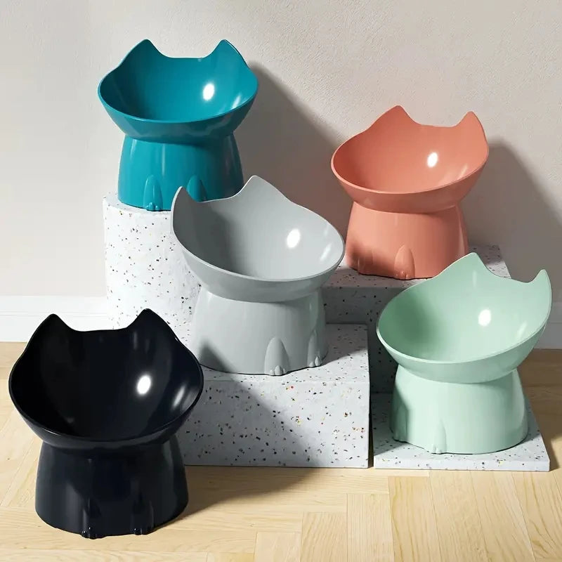 Elevated Cat Bowl Anti Tip Feeding Dish With Tilted Edge