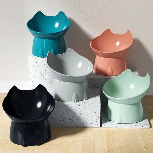 Elevated Cat Bowl Anti Tip Feeding Dish With Tilted Edge