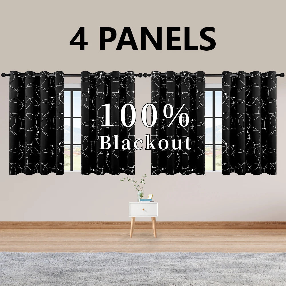 Blackout Curtains 4-Piece Grommet Set Thermally Insulated Room Darkening Bedroom