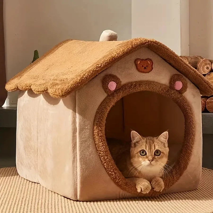 Foldable Pet House And Cat Cave Bed Removable Washable