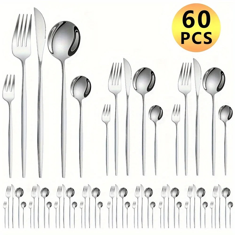 Dinnerware Luxe Golden 60pc Stainless Steel Cutlery Set Dishwasher Safe
