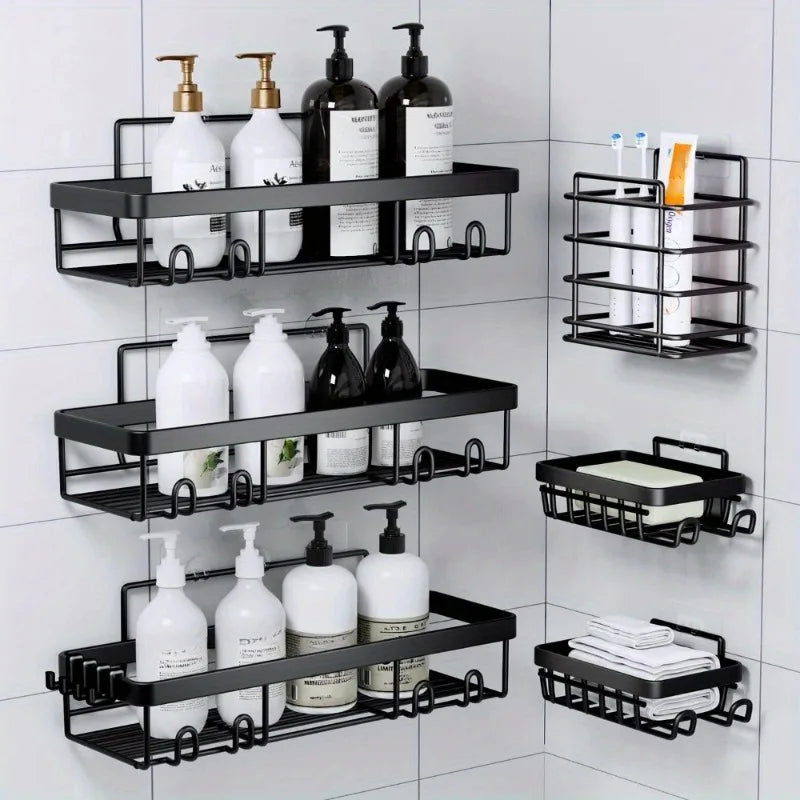 6 Pack Self Adhesive Shower Caddy Organizer Rack For Bathroom
