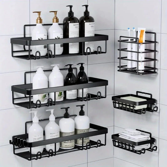 6 Pack Self Adhesive Shower Caddy Organizer Rack For Bathroom
