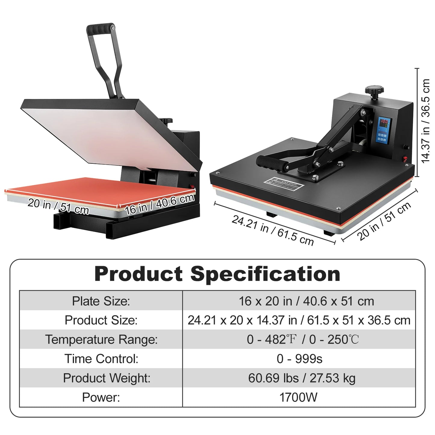 Succebuy Heat Press Machine Clamshell for Sublimation Transfers