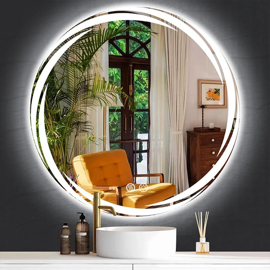 Wall Mount LED Vanity Mirror With Defogger And Dimmable Brightness