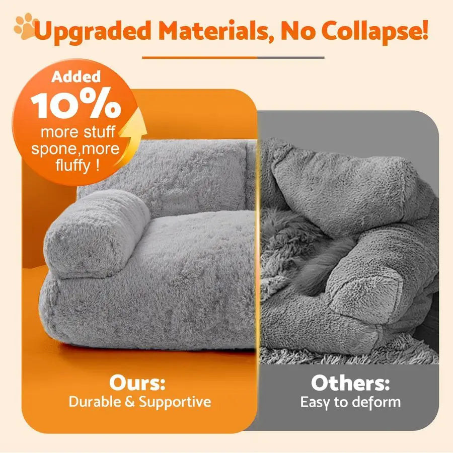 Orthopedic Cat Couch Bed With Bolstered Edges Plush Washable