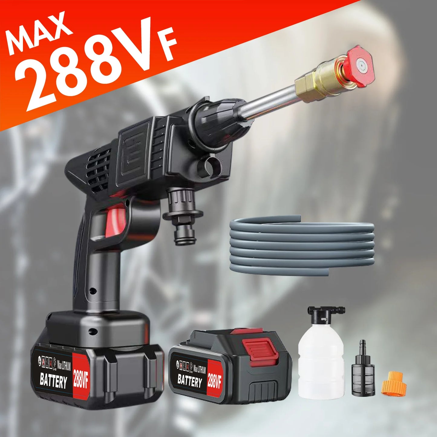 Portable Cordless Car High Pressure Washer Gun With 1200mAh Batteries
